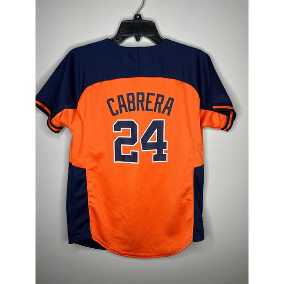 Majestic Detroit Tigers Cabrera 24 MLB Baseball Boys Button Front Jersey 14-16 - Picture 1 of 5